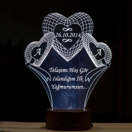 Beyaz 3D Gece Lambası Size Özel