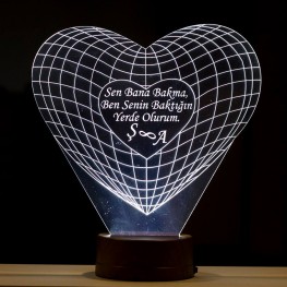 Beyaz 3D Gece Lambası Size Özel