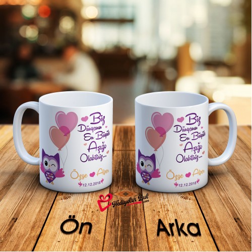 İsimli ve Tarihli Dünyanın En Büyük Aşığı Yazılı Kupa