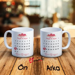 Özel Tasarım Aşk Takvimli Kupa