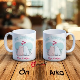 Özel Tasarım Kedi Figürlü Kupa